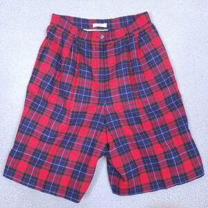 Vintage Pendleton Shorts Women 10 Wool Mason Tartan Plaid Pleated 28 Waist Lined